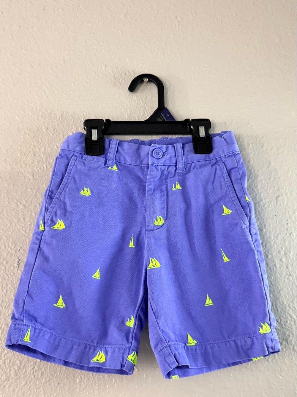 Crewcuts Purple Shorts with Neon Sailboat Embroidery
